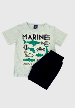 CONJUNTO INFANTIL MENINO CAMISETA MARINE + BERMUDA VERÃO PIPA - loja online