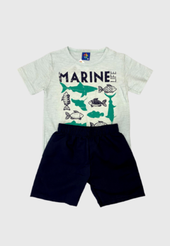 CONJUNTO INFANTIL MENINO CAMISETA MARINE + BERMUDA VERÃO PIPA - comprar online