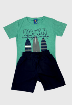 CONJUNTO INFANTIL MENINO CAMISETA OCEAN + BERMUDA VERÃO PIPA na internet