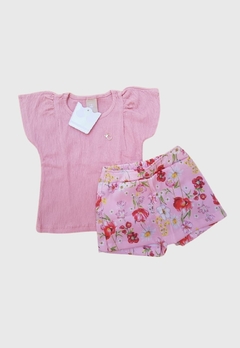 CONJUNTO INFANTIL MENINA COLORITTA BLUSA E SHORT SAIA