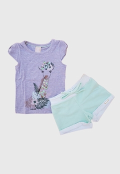 CONJUNTO INFANTIL MENINA COLORITTA BLUSA E SHORT GIRAFA - loja online