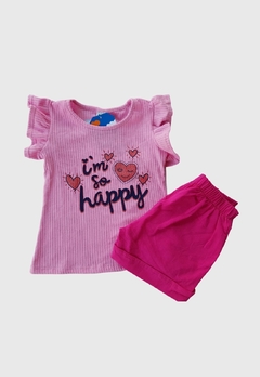 CONJUNTO INFANTIL MENINA MARLAN BLUSA + SHORT HAPPY