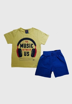 CONJUNTO INFANTIL MENINO PIPA CAMISETA E BERMUDA MUSIC VERÃO - loja online