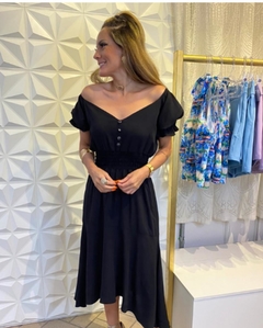 Imagem do VESTIDO FEMININO MIDI OMBRO A OMBRO PRETO