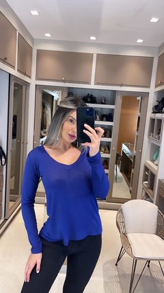 BLUSA FEMININA PODRINHA MANGA LONGA AZUL