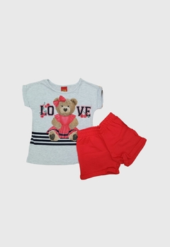 CONJUNTO INFANTIL MENINA KYLY BLUSA E SHORT ESTAMPA URSO - comprar online