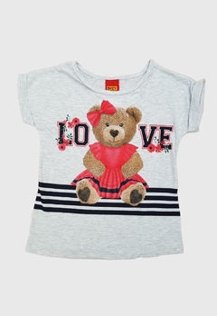 CONJUNTO INFANTIL MENINA KYLY BLUSA E SHORT ESTAMPA URSO na internet