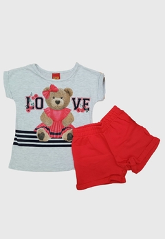 CONJUNTO INFANTIL MENINA KYLY BLUSA E SHORT ESTAMPA URSO