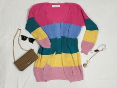 CARDIGAN KIMONO CASACO FEMININO TRICOT MANGA LONGA BARBIE COLORIDO BLUSA DE FRIO INVERNO na internet