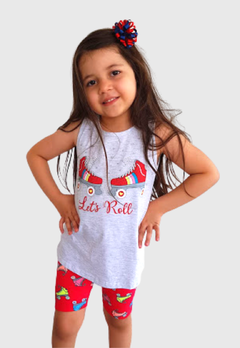 CONJUNTO INFANTIL MENINA KYLY BLUSA E BERMUDA PATINS