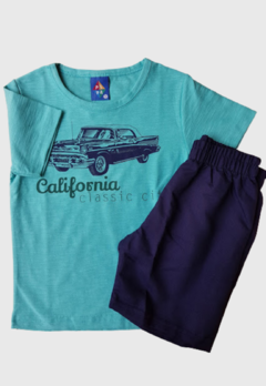 CONJUNTO INFANTIL MENINO CAMISETA CARRO CALIFORNIA+ BERMUDA VERÃO PIPA - Loja online - moda feminina e infantil - LOJA FLORBELLE