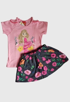 CONJUNTO INFANTIL MENINA KYLY BLUSA E SHORT SAIA SEREIA