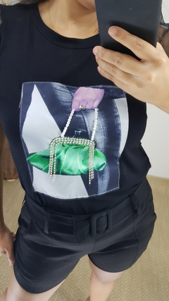 T-SHIRT MANGA ORGANZA ESTAMPA BOLSA - comprar online