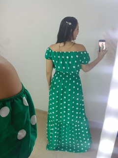 VESTIDO LONGO CIGANINHA ESTAMPA POA VERDE na internet