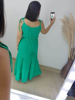 VESTIDO VISCOLINHO LONGO LISO ALÇA DE AMARRAR - loja online