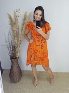 VESTIDO CIGANINHA ESTAMPADO LARANJA - Loja online - moda feminina e infantil - LOJA FLORBELLE