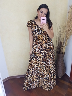 VESTIDO LONGO ESTAMPA ANIMAL PRINT - Loja online - moda feminina e infantil - LOJA FLORBELLE