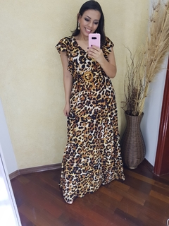 VESTIDO LONGO ESTAMPA ANIMAL PRINT - loja online