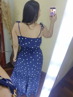 Imagem do VESTIDO POLLY ESTAMPA POA AZUL MARINHO