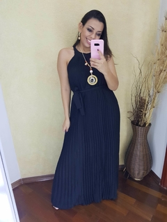 Imagem do VESTIDO LONGO PLISSADO PRETO