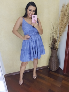 VESTIDO CURTO LASTEX AZUL JEANS na internet