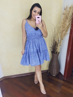 VESTIDO CURTO LASTEX AZUL JEANS - Loja online - moda feminina e infantil - LOJA FLORBELLE