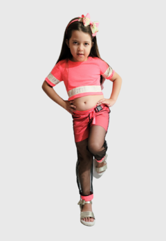 Imagem do CONJUNTO INFANTIL MENINA MILLI E NINA BLUSA E CALÇA TULE NEON