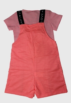 JARDINEIRA INFANTIL MENINA ALEKIDS E BLUSA NEON ROSA - Loja online - moda feminina e infantil - LOJA FLORBELLE