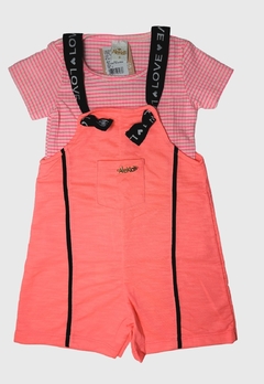 JARDINEIRA INFANTIL MENINA ALEKIDS E BLUSA NEON ROSA - comprar online