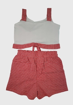 Imagem do CONJUNTO INFANTIL MENINA ALEKIDS CROPPED E SHORT XADREZ