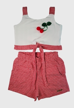 CONJUNTO INFANTIL MENINA ALEKIDS CROPPED E SHORT XADREZ