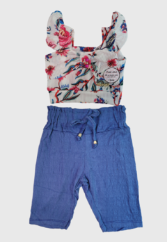 CONJUNTO INFANTIL MENINA ALEKIDS CROPPED E PANTACOURT FLORES