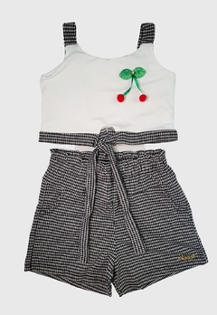 CONJUNTO INFANTIL MENINA ALEKIDS CROPPED E SHORT XADREZ