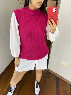 COLETE FEMININO TRICOT REGATA TRICO ROSA INVERNO SOBREPOSIÇÃO FANG - comprar online