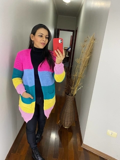 Imagem do CARDIGAN KIMONO CASACO FEMININO TRICOT MANGA LONGA BARBIE COLORIDO BLUSA DE FRIO INVERNO