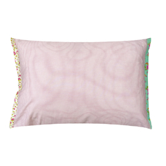 Fronha Rosa Xadrez e Floral Algodão - Feito a Mão - 68x46cm - comprar online