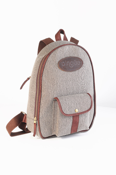 MOCHILA SYRAH - TELA + CUERO - VISON - comprar online