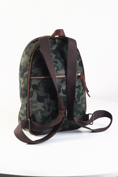 MOCHILA SYRAH - TELA + CUERO - ARMY - comprar online