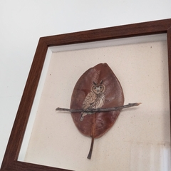 Coruja-orelhuda | moldura branca 24x24cm - Leveza Art