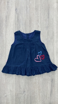 Vestido Owoko - Talle 3 (12 meses) - Azul plumetti con bombi