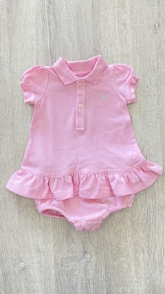 Vestido Ralph Lauren - Talle 3/6m - con bombi - piqué