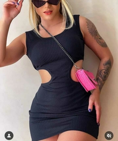 Vestido Feminino curto preto Balada Noite Com Abertura Com bojo Estilo Gringa Vestido Tubinho - loja online