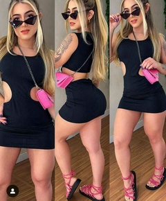 Vestido Feminino curto preto Balada Noite Com Abertura Com bojo Estilo Gringa Vestido Tubinho