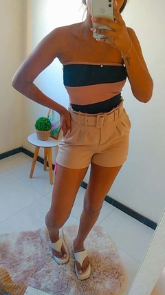 Short Feminino Alfaiataria Cintura Alta Com Cinto Moda Verão - loja online