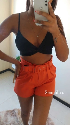 Short Feminino Alfaiataria Cintura Alta Com Cinto Moda Verão