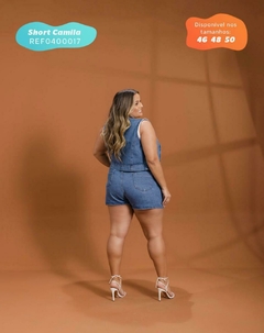 Short Camila Plus Azul médio Short Jeans Feminino Cintura Alta - comprar online