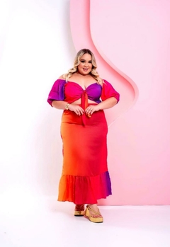 Vestido Longo Plus Size Feminino Manga Bufante Crepe Sublimação Própria na internet