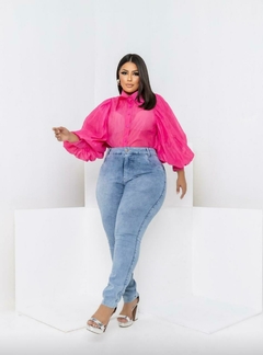 Calça Feminina Jeans Skinny Plus Size Cintura Alta