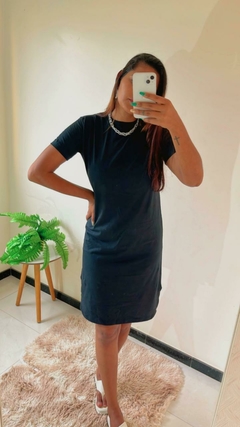 Imagem do Vestido Midi Algodão Manga curta Com Fenda