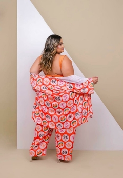 Calça Pantalona Cintura Alta Feminino Plus Size Estampado Verão na internet